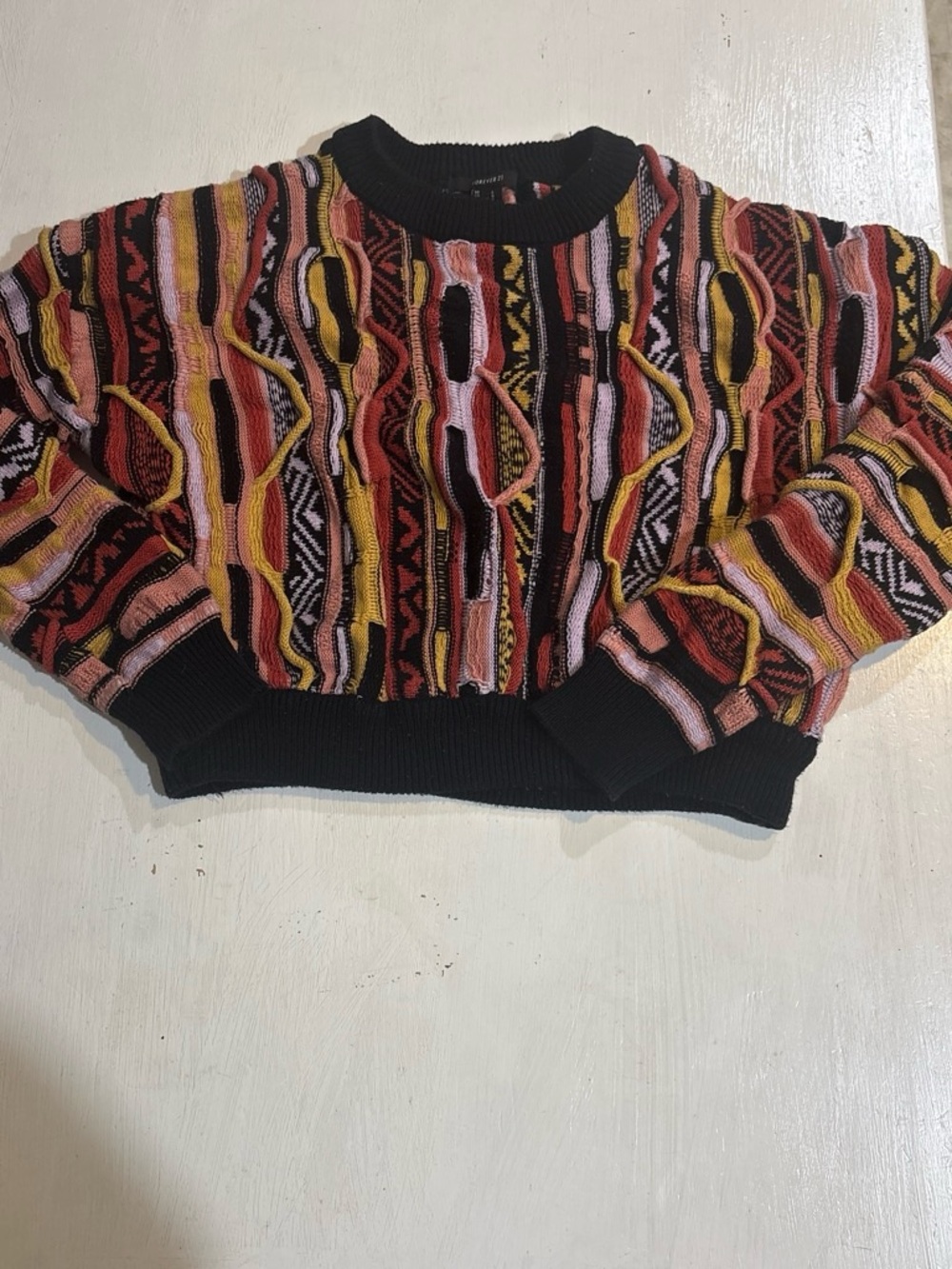 Funky Textured Cropped Sweater